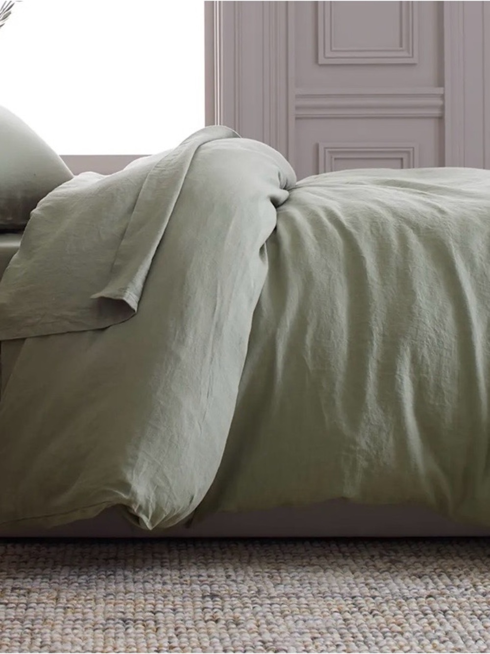 NWOT Quince European Linen 1 Piece Duvet Cover, Twin (Willowleaf)
